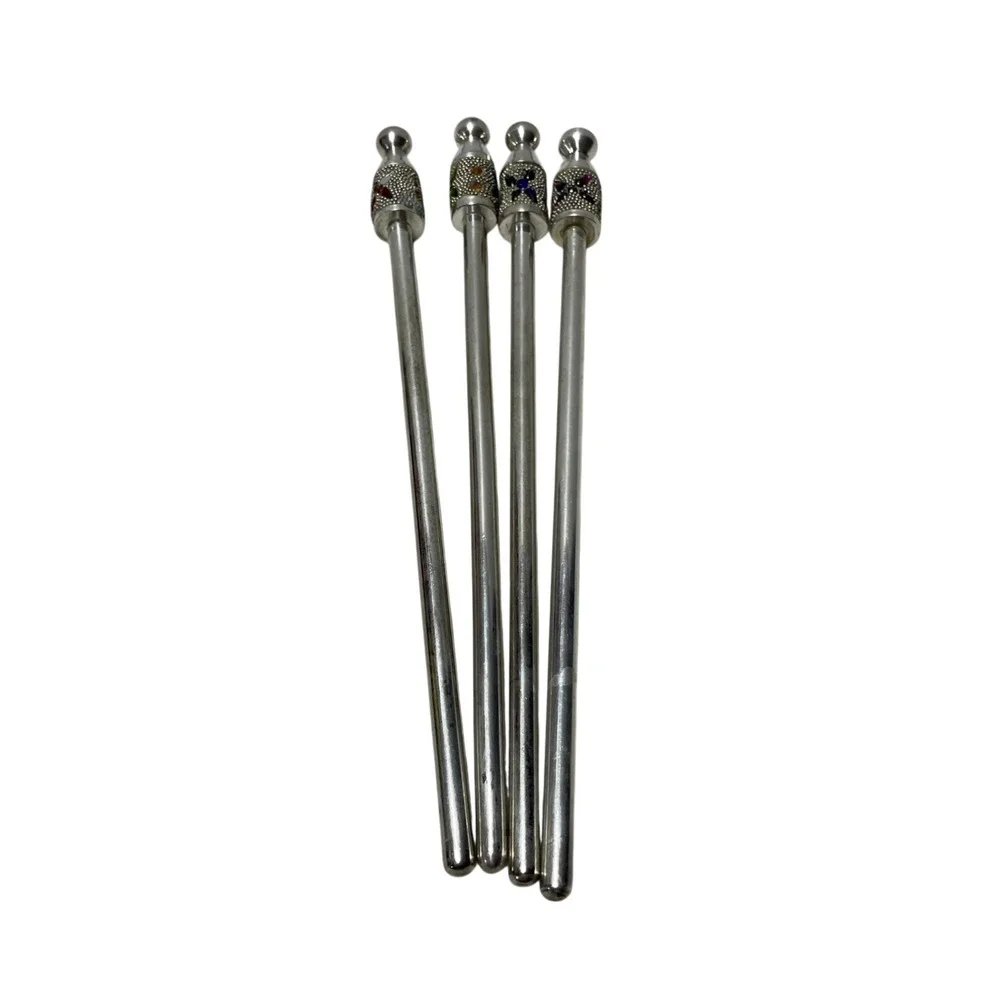Pier One Silver Jeweled Drink Stirrers (one gem missing)‎ Set of 4